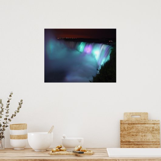 Niagara Herfsten Canada Night Paars Aqua Poster (Keuken)