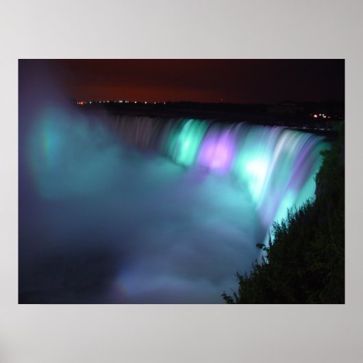 Niagara Herfsten Canada Night Paars Aqua Poster (Voorkant)