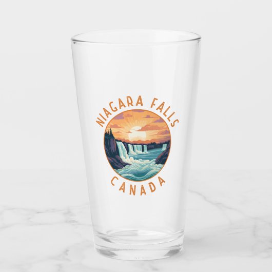 Niagara Herfsten Canada Retro Distress Circle Glas (Voorkant)