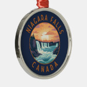 Niagara Herfsten Canada Retro Distress Circle Metalen Ornament (Rechts)
