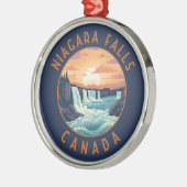 Niagara Herfsten Canada Retro Distress Circle Metalen Ornament (Links)