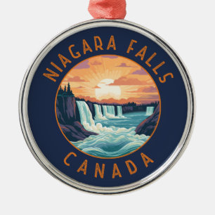 Niagara Herfsten Canada Retro Distress Circle Metalen Ornament