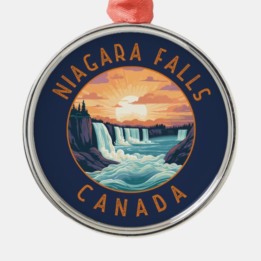 Niagara Herfsten Canada Retro Distress Circle Metalen Ornament (Voorkant)