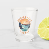 Niagara Herfsten Canada Retro Distress Circle Shot Glas (Voorkant)