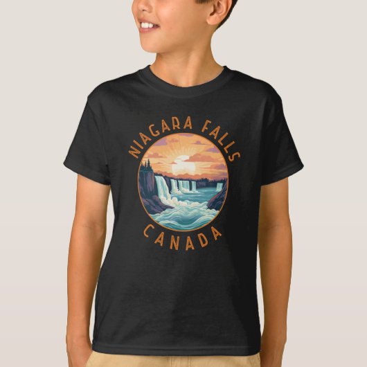 Niagara Herfsten Canada Retro Distress Circle T-shirt (Voorkant)
