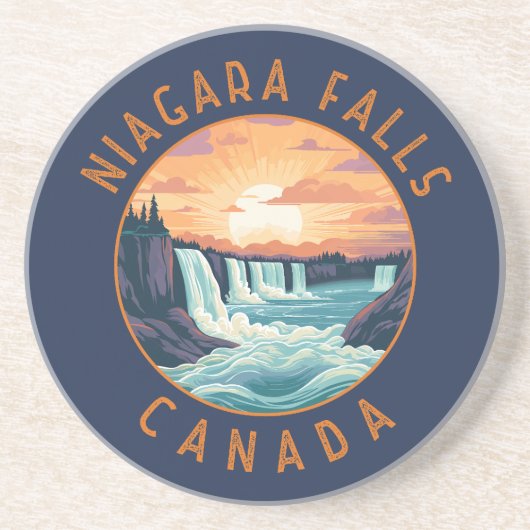 Niagara Herfsten Canada Retro Distress Circle Zandsteen Onderzetter (Voorkant)