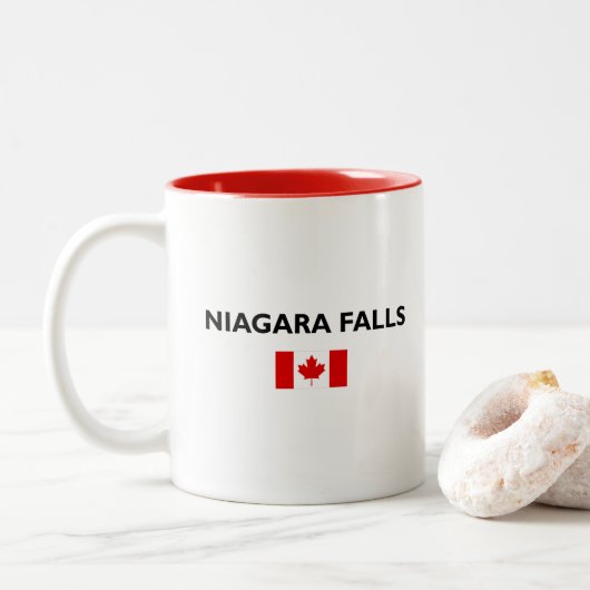 Niagara Herfsten Canadees Vlag Lichtkleur Tweekleurige Koffiemok (Met donut)