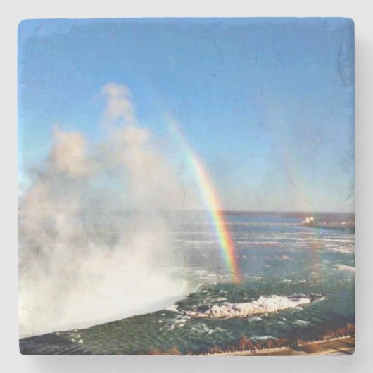 Niagara-Herfsten, dubbele regenboog, van de origin Stenen Onderzetter (Voorkant)