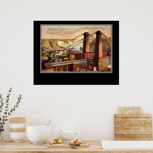Niagara Herfsten en Suspension Bridge Poster (Keuken)
