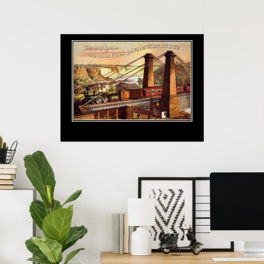 Niagara Herfsten en Suspension Bridge Poster (Thuiskantoor)
