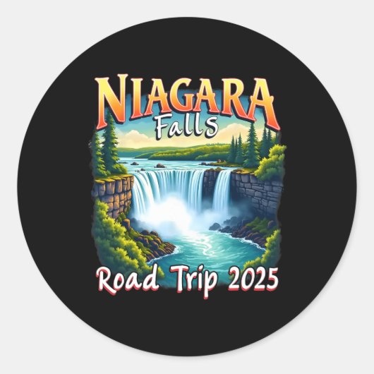 Niagara Herfsten Familie Vakantie Road Trip 2025 T Ronde Sticker (Voorkant)