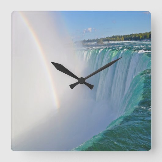 Niagara Herfsten Hoefijzer Herfsten en regenboogkl Vierkante Klok (Voorkant)