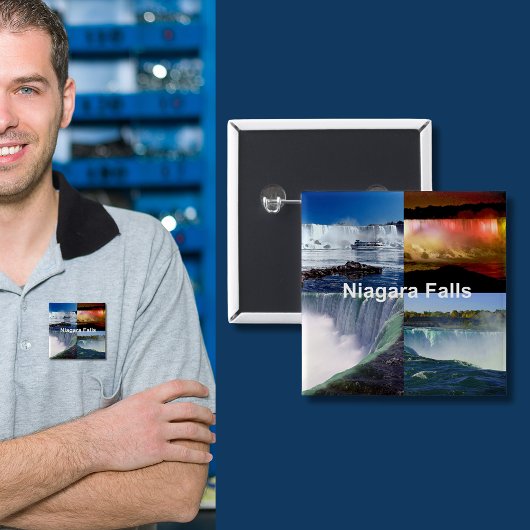 Niagara Herfsten New York Foto Uitzichten Vierkante Button 5,1 Cm