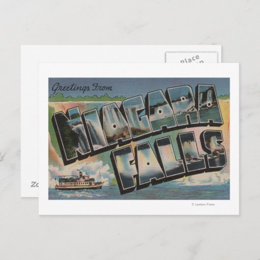 Niagara Herfsten, New York - Grote Letter Scenes 2 Briefkaart (Voorkant / Achterkant)