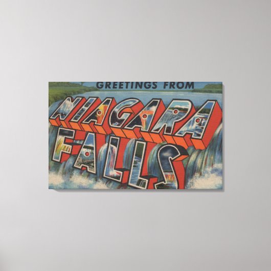 Niagara Herfsten, New York - grote lettertjes Canvas Afdruk (Voorkant)