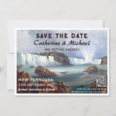 Niagara Herfsten New York Reizen QR Code Save The Date (Voorkant)