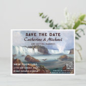 Niagara Herfsten New York Reizen QR Code Save The Date (Staand voorkant)