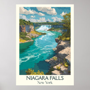 Niagara Herfsten New York Vintage Waterval Art Poster