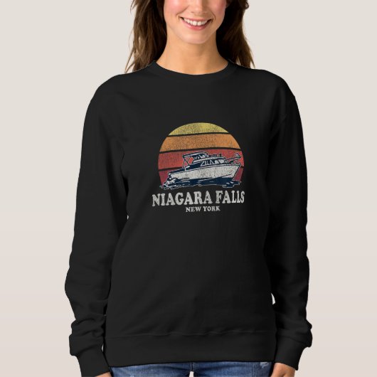 Niagara Herfsten NY Boating 70s Retro Boat De Trui (Voorkant)