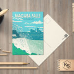 Niagara Herfsten Ontario Reizen Kunst Vintage Briefkaart<br><div class="desc">Niagara Herfsten in een vectorkunststijl. De site aan de westerne oever van de Niagara River kijkt uit over de Herfsten van het Hoefijzer,  het meest uitgestrekte deel van de watervallen.</div>