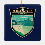 Niagara Herfsten Ontario Reizen Kunst Vintage Keramisch Ornament<br><div class="desc">Niagara Herfsten in een vectorkunststijl. De site aan de westerne oever van de Niagara River kijkt uit over de Herfsten van het Hoefijzer,  het meest uitgestrekte deel van de watervallen.</div>