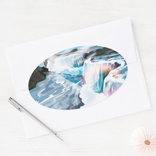 Niagara Herfsten Ovale Sticker (Envelop)