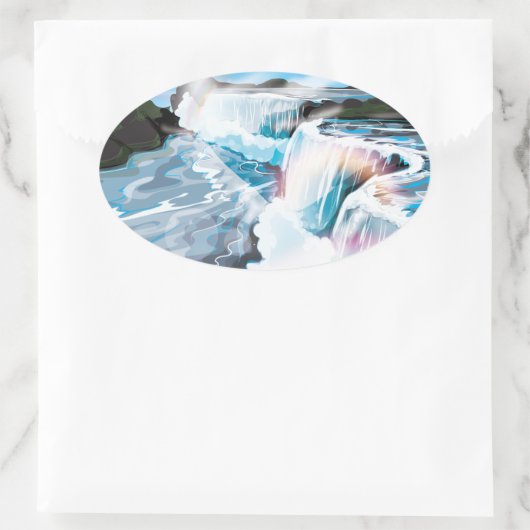 Niagara Herfsten Ovale Sticker (Tas)