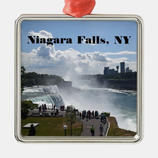 Niagara Herfsten Premium Square Ornaments Metalen Ornament (Voorkant)