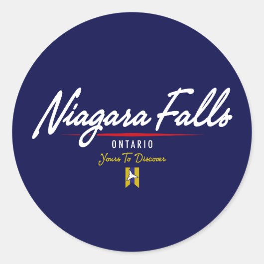 Niagara Herfsten Script Ronde Sticker (Voorkant)