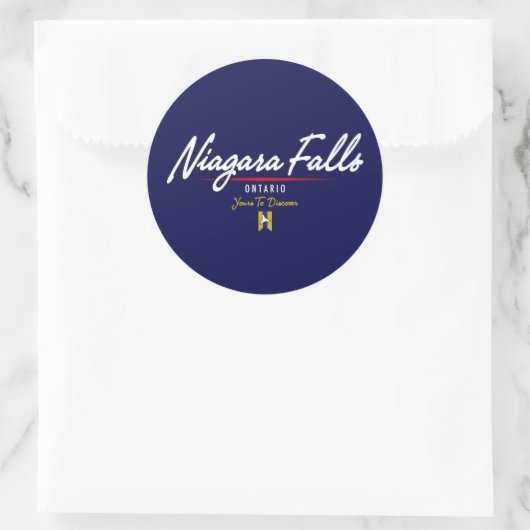 Niagara Herfsten Script Ronde Sticker (Tas)