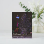 Niagara Herfsten Skylon Tower met kerstverlichting Feestdagenkaart (Staand voorkant)