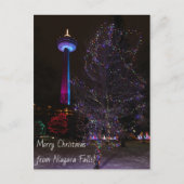 Niagara Herfsten Skylon Tower met kerstverlichting Feestdagenkaart (Voorkant)