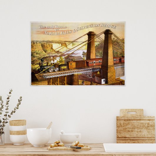 Niagara Herfsten Suspension Bridge 1876 Poster (Keuken)
