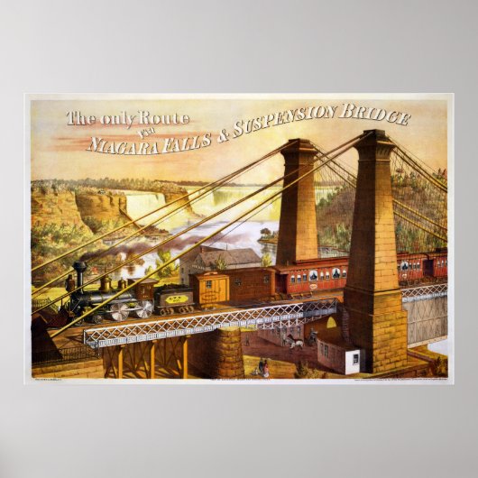 Niagara Herfsten Suspension Bridge 1876 Poster (Voorkant)