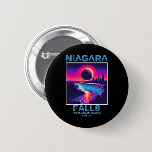 Niagara Herfsten Totale Zonsverduistering 2024 80s Ronde Button 5,7 Cm (Voorkant /achterkant)