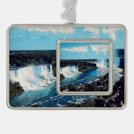 NIAGARA HERFSTEN - UITZICHT VERZILVERD OMLIJST ORNAMENT (Voorkant)