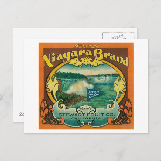 Niagra Oranje Etiket Briefkaart (Voorkant / Achterkant)