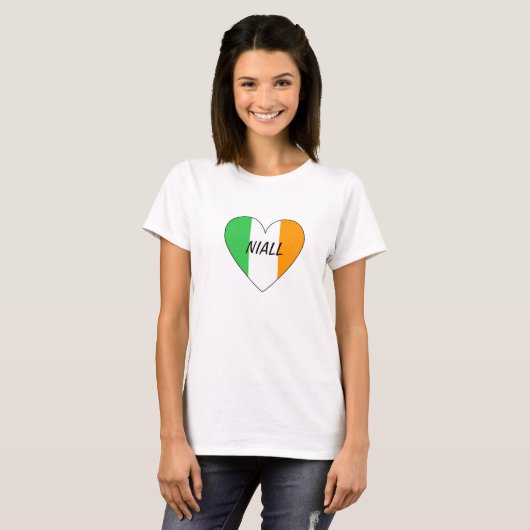 Niall irish flag hart t-shirt (Voorkant volledig)