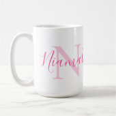 Niamah naam betekent monogram roze tekst koffie mo koffiemok (Links)