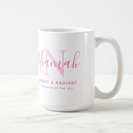 Niamah naam betekent monogram roze tekst koffie mo koffiemok (Rechts)