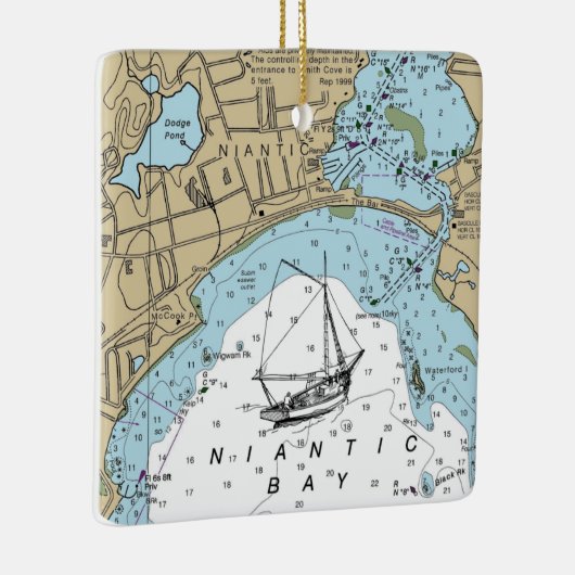 Niantic CT Nautical Chart Keramisch Ornament (Rechts)