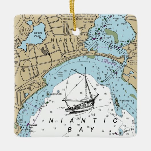 Niantic CT Nautical Chart Keramisch Ornament (Voorkant)