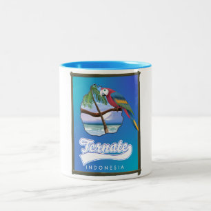 Nias Island Indonesia reiskaart Tweekleurige Koffiemok