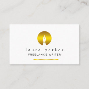 Nib Gold Freelance Writer Author Elegant Classic Visitekaartje
