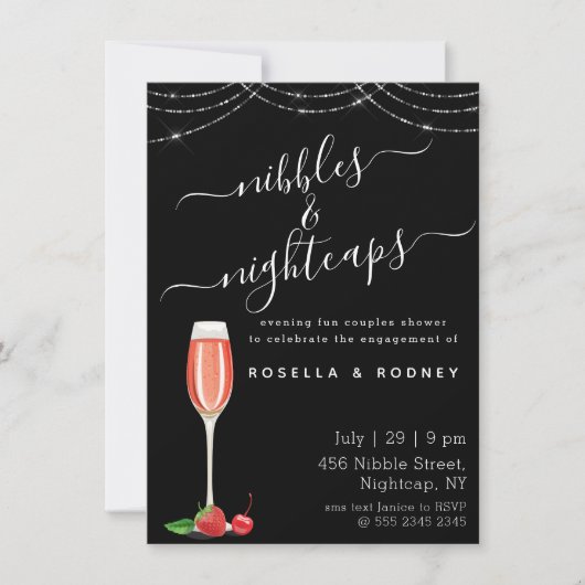Nibbles Nightcaps Budget Koppels Douche Uitnodigin Kaart (Voorkant)