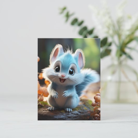 Nibbly - de blauwe eekhoorn briefkaart (Staand voorkant)