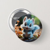 Nibbly - de blauwe eekhoorn ronde button 5,7 cm (Voorkant /achterkant)