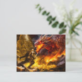 Nibelung-schat. Siegfried vecht tegen draak Briefkaart (Staand voorkant)