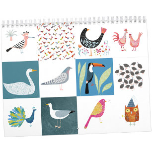 Nic Squirrell Quirky Birds Calendar Kalender