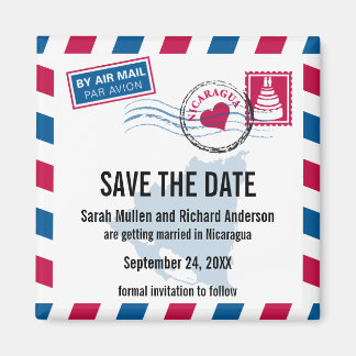 Nicaragua Air Mail Bruiloft Save the Date Magneet